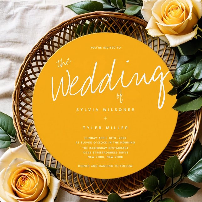 Invitación Boda de la tipografía amarilla (Customize this cheerful yellow invitation for your wedding!)