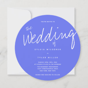 Invitación Boda de la tipografía azul de Casual