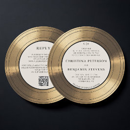 Invitación Boda de la tipografía de vinilo Music Vintage Gold