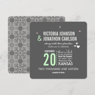 Invitación Boda de la tipografía geométrica de moda de Mint G