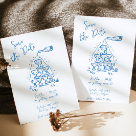 Invitación Boda de la Torre de Champagne de mano Funky