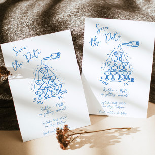 Invitación Boda de la Torre de Champagne de mano Funky