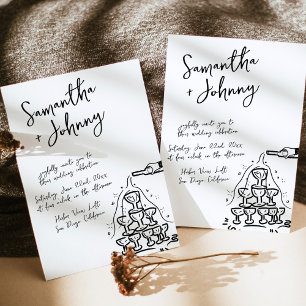 Invitación Boda de la Torre de Champagne de mano Funky