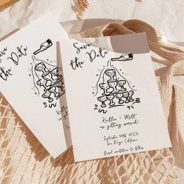 Invitación Boda de la Torre de Champagne de mano Funky