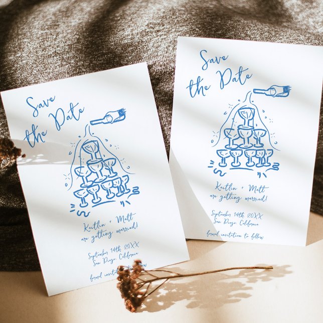 Invitación Boda de la Torre de Champagne de mano Funky (Subido por el creador)