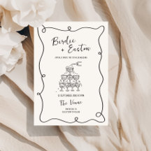 Boda de la torre de champán ilustrado a mano