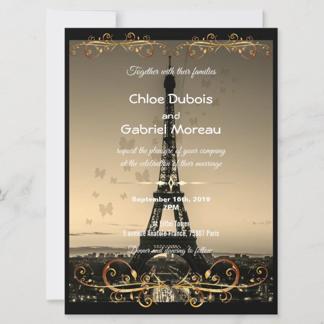 Invitación boda de la Torre Eiffel (Anverso)