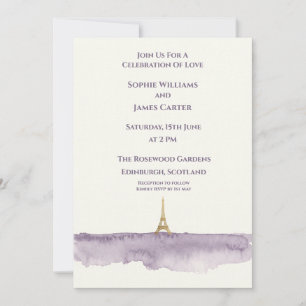 Invitación Boda de la Torre Eiffel Morada
