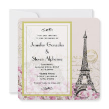 Boda de la Torre Eiffel vintage con flores silvest