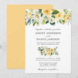Invitación Boda de la vegetación amarilla floral acuarela