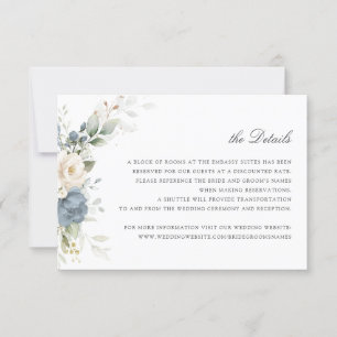 Invitación Boda de la vegetación azul fuerte floral Insertar