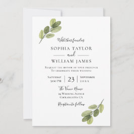 Invitación Boda de la vegetación: Boda elegante de hojas