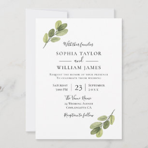 Invitación Boda de la vegetación: Boda elegante de hojas