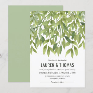 Invitación Boda de la vegetación de color acuático silvestre 