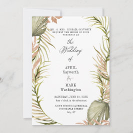 Invitación Boda de la vegetación de la hoja de palma de Boho