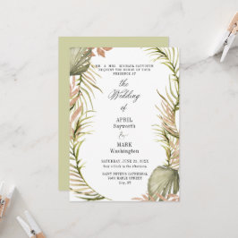 Invitación Boda de la vegetación de la hoja de palma de Boho
