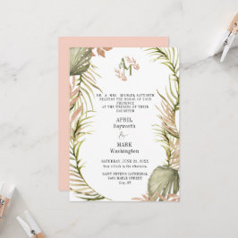 Invitación Boda de la vegetación de la hoja de palma de Boho