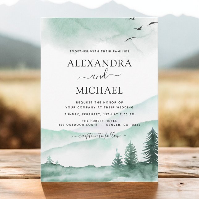 Invitación Boda de la vegetación de las acuarelas rusticas de (Subido por el creador)
