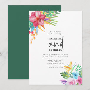 Invitación Boda de la vegetación de las flores tropicales