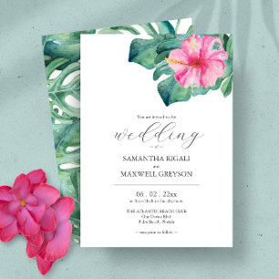 Invitación Boda de la vegetación de las flores tropicales acu