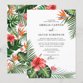 Invitación Boda de la vegetación de las flores tropicales acu