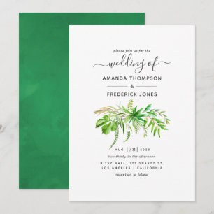 Invitación Boda de la vegetación de los bosques acuáticos