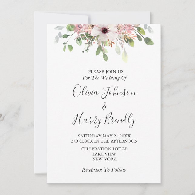 Invitación Boda de la vegetación del eucalipto de la floral r (Anverso)