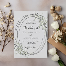 Invitación Boda de la vegetación gris húmeda