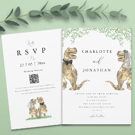 Invitación Boda de la vegetación temática de los dinosaurios