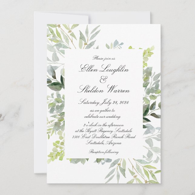 Invitación Boda de la vegetación toscana (Anverso)