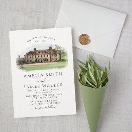 Invitación Boda de la Venue de color de agua personalizado