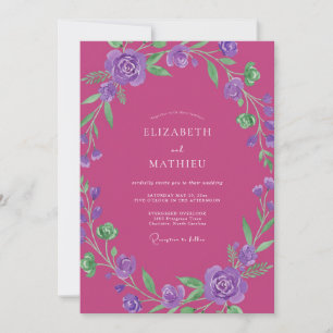 Invitación Boda de la vid de amatista fucsia