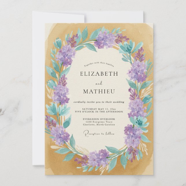 Invitación Boda de la vid de amatista ocre (Anverso)