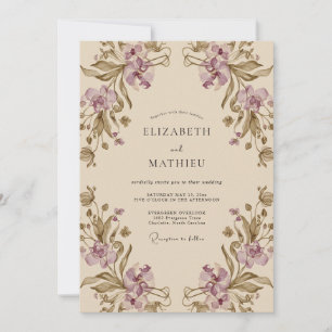 Invitación Boda de la vid de oliva malva