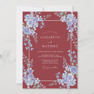 Invitación Boda de la Vid de Periwinkle Carmesí