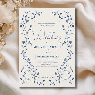 Invitación Boda de la vid de rosa azul vintage
