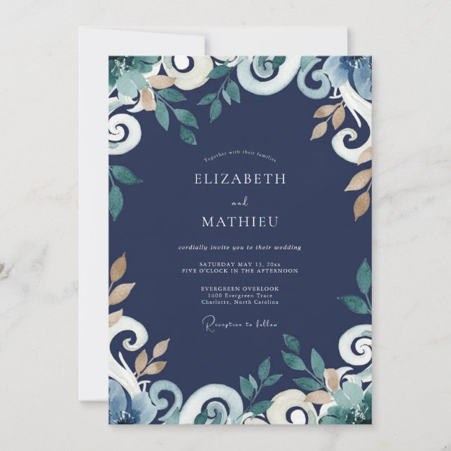 Invitación Boda de la Vid Dorada de Medianoche (Anverso)
