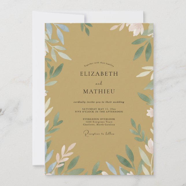Invitación Boda de la Vid Dorada Ocre (Anverso)