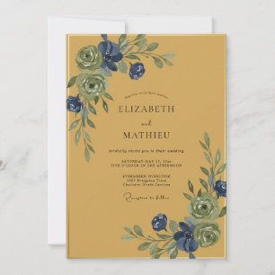 Invitación Boda de la Vid Indigo Mostaza