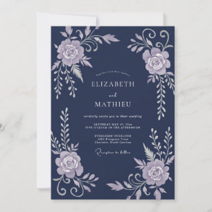Invitación Boda de la vid lilac de medianoche