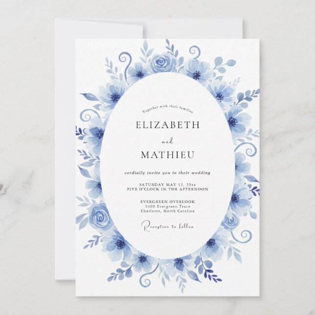 Invitación Boda de la Vid Pintada de Índigo (Anverso)