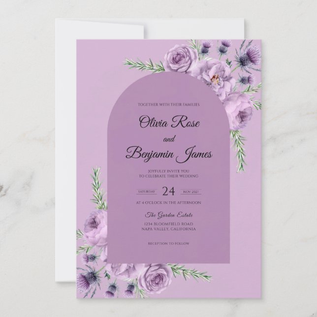 Invitación Boda de la Vid Violeta (Anverso)