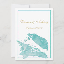 Invitación Boda de la zona marina de Golden y Aqua