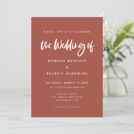 Invitación Boda de ladrillo quemado moderno y elegante