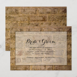 Invitación Boda de ladrillos de Moda industrial salva la fech
