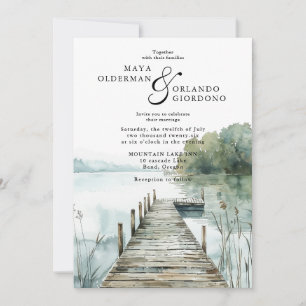 Invitación Boda de lago de montaña con acuarela