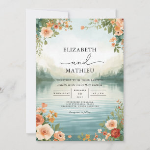 Invitación Boda de Lakesida Floral de Peach suave