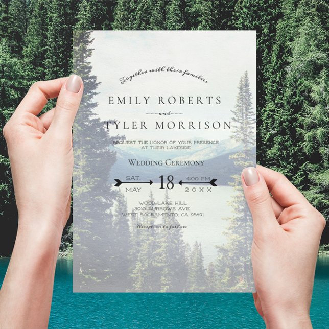 Invitación Boda de Lakeside Bosque de la Montaña de Woodland  (Subido por el creador)
