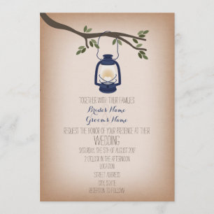 Invitación Boda de Lantern de Camping Azul inspirado por Card