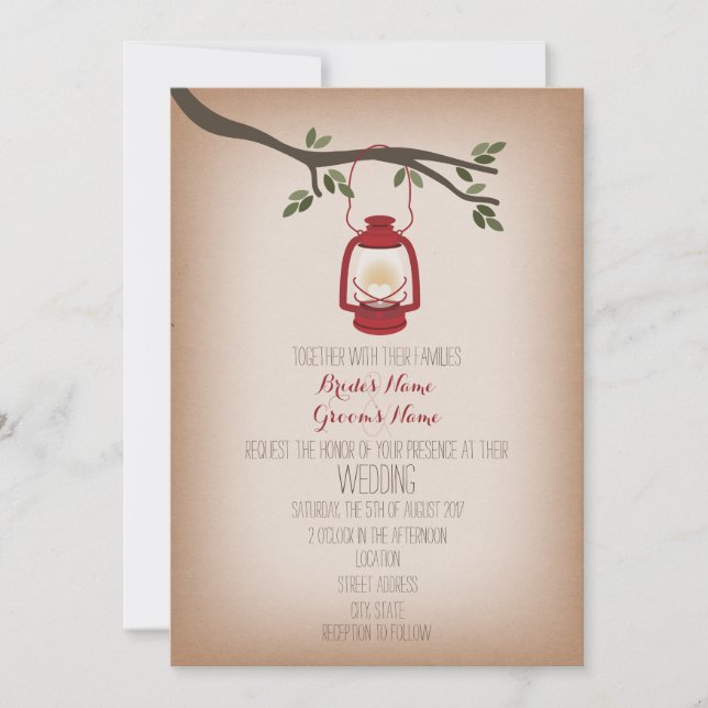 Invitación Boda de Lantern de camping inspirado por Cardstock (Anverso)